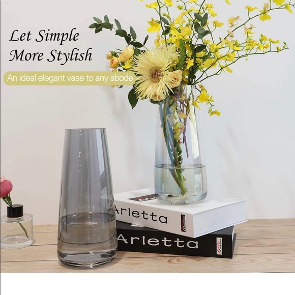 Lewondr Glass Vase, 22 cm Irised Crystal Ins Style Decorative Vase - Picture 3 of 7